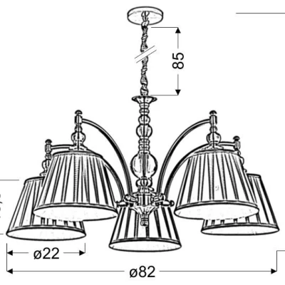 Závěsné pětiramenné osvětlení SHINELUX - 5xE14, 40W, patina