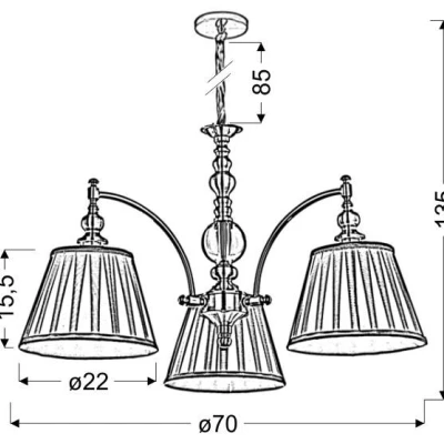 Závěsné tříramenné osvětlení SHINELUX - 3xE14, 40W, patina