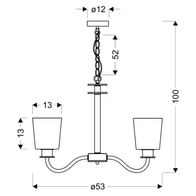 Moderní závěsné tříramenné světlo na řetězu SCHUBERT - 3xE27, 40W, černé / bílé