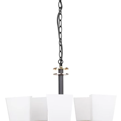 Moderní závěsné pětiramenné světlo na řetězu SCHUBERT - 5xE27, 40W, černé / bílé