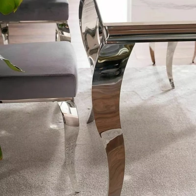 Jídelní stůl PREDRAG - bílý mramor / chrom