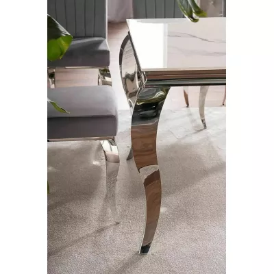 Jídelní stůl PREDRAG - bílý mramor / chrom