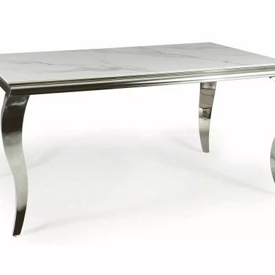 Jídelní stůl PREDRAG - bílý mramor / chrom