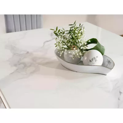Designový jídelní stůl PREDRAG - bílý mramor / chrom