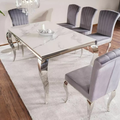 Designový jídelní stůl PREDRAG - bílý mramor / chrom