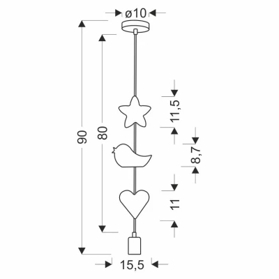 Závěsné svítidlo do dětského pokoje SINGLE 3 - 1xE27, 20W, bílé / růžové