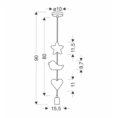 Závěsné svítidlo do dětského pokoje SINGLE 3 - 1xE27, 20W, bílé / růžové