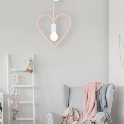 Závěsné svítidlo do dětského pokoje SINGLE 5 - 1xE27, 20W, bílé / růžové