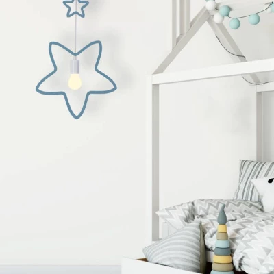 Závěsné svítidlo do dětského pokoje SINGLE 6 - 1xE27, 20W, bílé / modré