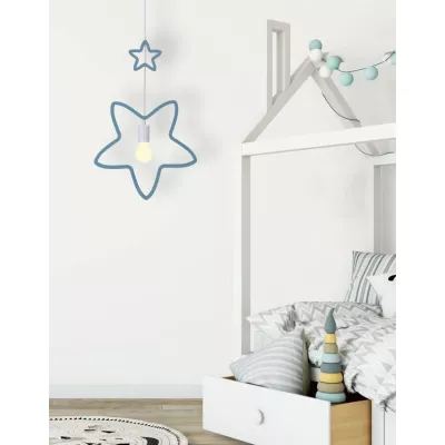 Závěsné svítidlo do dětského pokoje SINGLE 6 - 1xE27, 20W, bílé / modré
