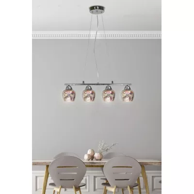 Závěsné designové světlo nad jídelní stůl SIRIUS - 4xE27, 60W, chromované