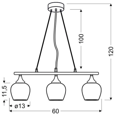 Závěsné designové světlo nad jídelní stůl SIRIUS - 3xE27, 60W, chromované