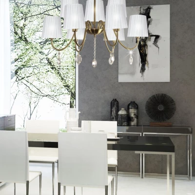 Závěsné svítidlo v glamour stylu SORENTO - 9xE14, 40W, patina / bílé