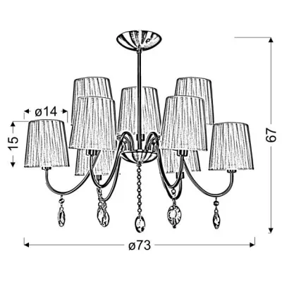 Závěsné svítidlo v glamour stylu SORENTO - 9xE14, 40W, chromované / černé