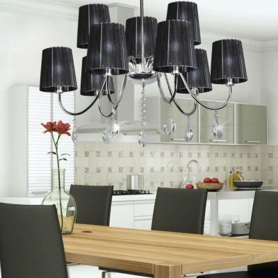 Závěsné svítidlo v glamour stylu SORENTO - 9xE14, 40W, chromované / černé