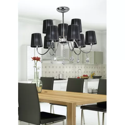 Závěsné svítidlo v glamour stylu SORENTO - 9xE14, 40W, chromované / černé
