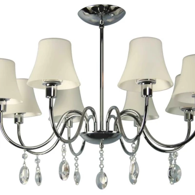 Závěsné světlo v glamour stylu SORENTO - 8xE14, 40W, chromované / bílé