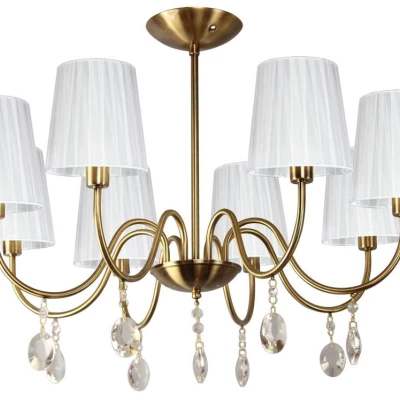 Závěsné světlo v glamour stylu SORENTO - 8xE14, 40W, patina / bílé