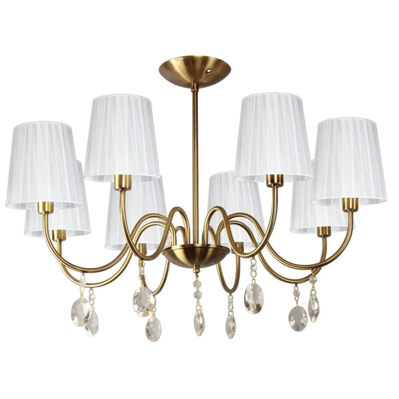 Závěsné světlo v glamour stylu SORENTO - 8xE14, 40W, patina / bílé