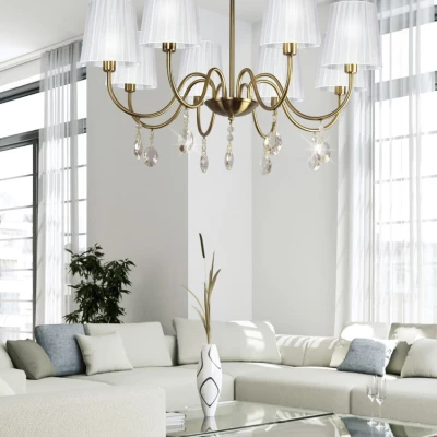 Závěsné světlo v glamour stylu SORENTO - 8xE14, 40W, patina / bílé