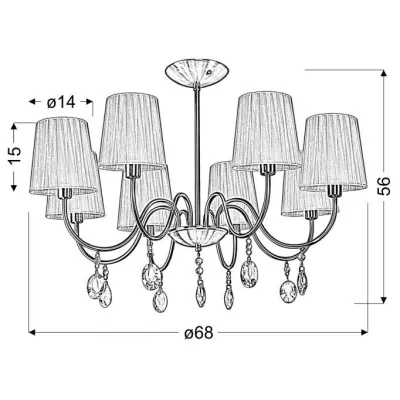Závěsné světlo v glamour stylu SORENTO - 8xE14, 40W, patina / bílé