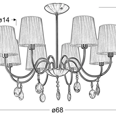 Závěsné světlo v glamour stylu SORENTO - 8xE14, 40W, chromované / černé