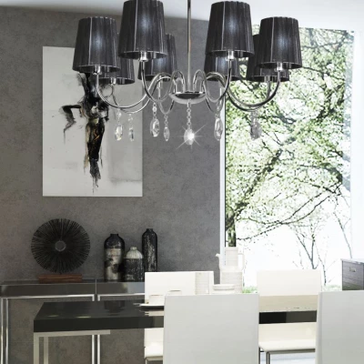 Závěsné světlo v glamour stylu SORENTO - 8xE14, 40W, chromované / černé