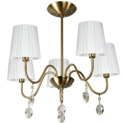 Závěsné pětiramenné osvětlení v glamour stylu SORENTO - 5xE14, 40W, patina / bílé