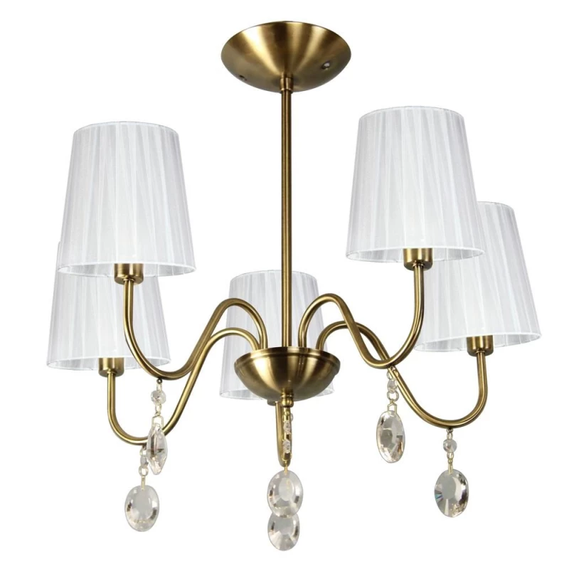 Závěsné pětiramenné osvětlení v glamour stylu SORENTO - 5xE14, 40W, patina / bílé