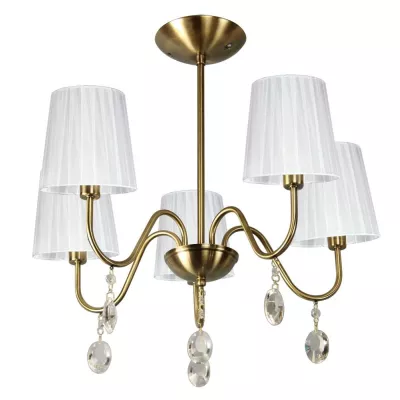 Závěsné pětiramenné osvětlení v glamour stylu SORENTO - 5xE14, 40W, patina / bílé