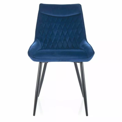 Čalouněná jídelní židle MAELIE - modrá / černá