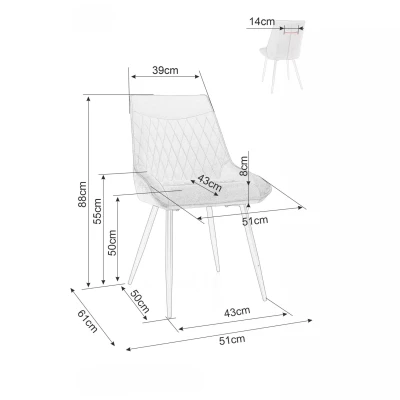 Čalouněná jídelní židle MAELIE - modrá / černá