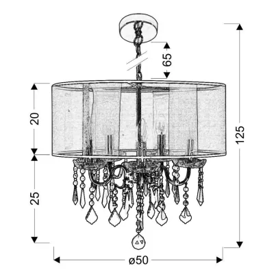 Moderní závěsné osvětlení SOTTILE - 5xE14, 40W, chromované / černé