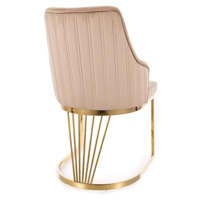 Designová jídelní židle VALBURKA - béžová / zlatá