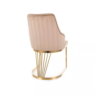 Designová jídelní židle VALBURKA - béžová / zlatá