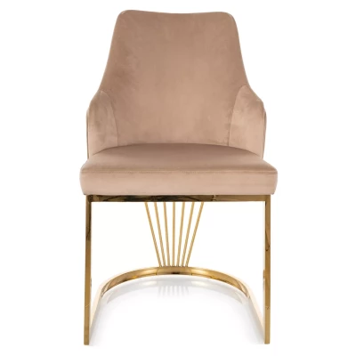 Designová jídelní židle VALBURKA - béžová / zlatá