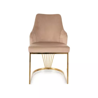 Designová jídelní židle VALBURKA - béžová / zlatá