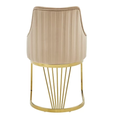 Designová jídelní židle VALBURKA - béžová / zlatá
