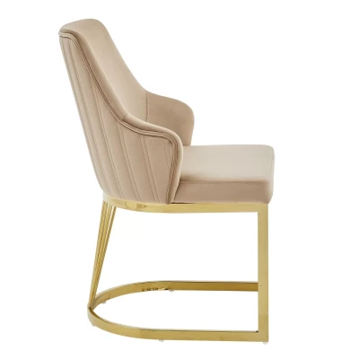 Designová jídelní židle VALBURKA - béžová / zlatá