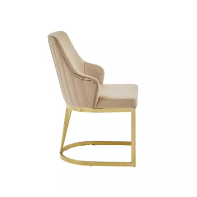Designová jídelní židle VALBURKA - béžová / zlatá