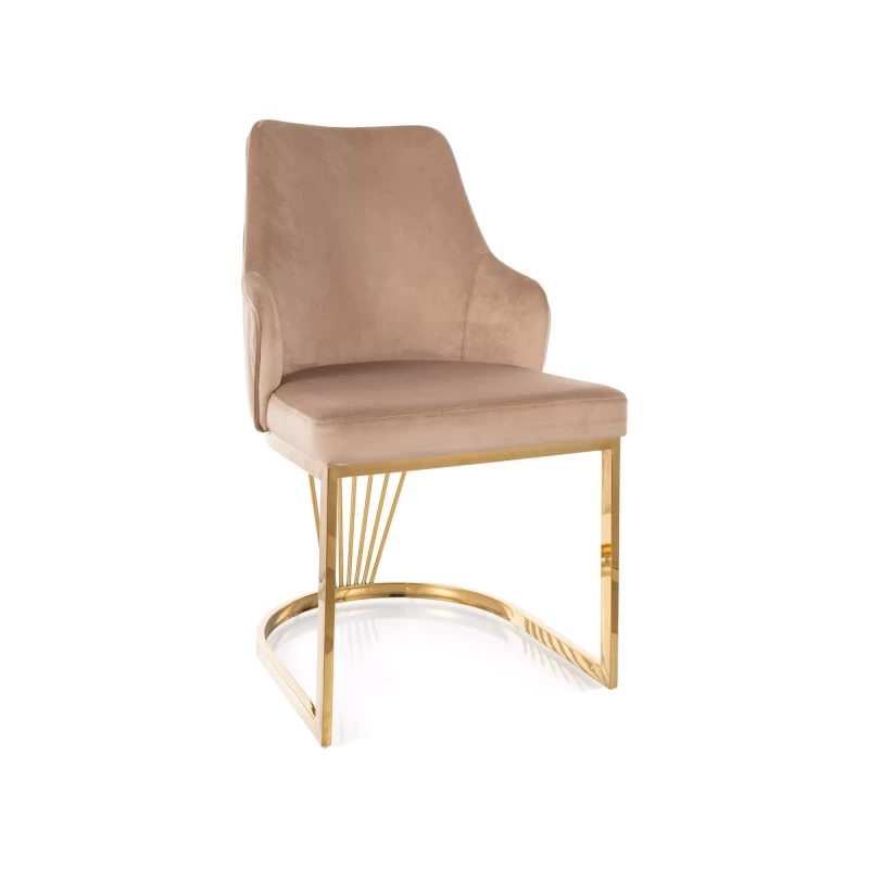 Designová jídelní židle VALBURKA - béžová / zlatá