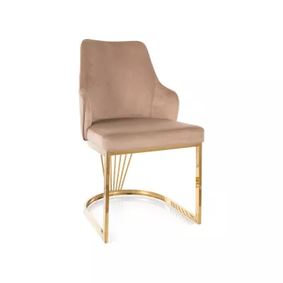 Designová jídelní židle VALBURKA - béžová / zlatá