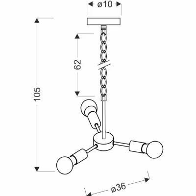 Závěsné industriální svítidlo SPARTA - 3xE27, 60W, černé