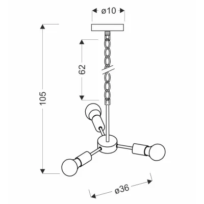 Závěsné industriální svítidlo SPARTA - 3xE27, 60W, černé