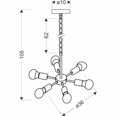 Závěsné industriální svítidlo SPARTA - 6xE27, 60W, černé