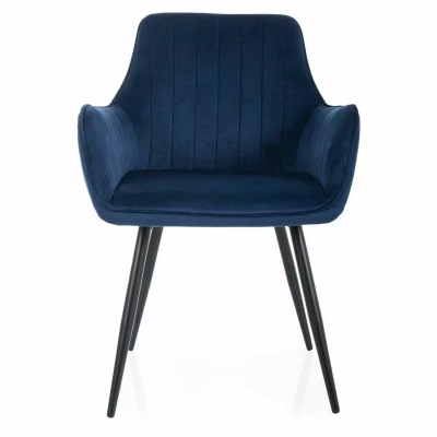 Čalouněná jídelní židle VANGELI - modrá / černá