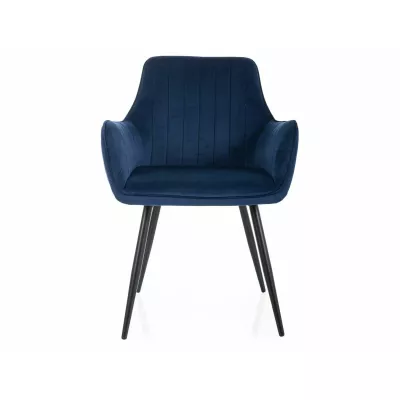 Čalouněná jídelní židle VANGELI - modrá / černá