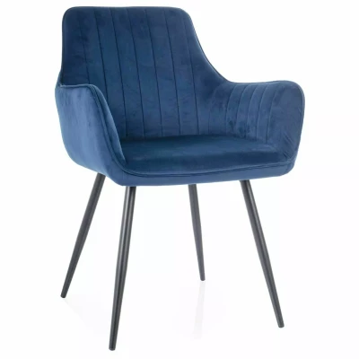 Čalouněná jídelní židle VANGELI - modrá / černá