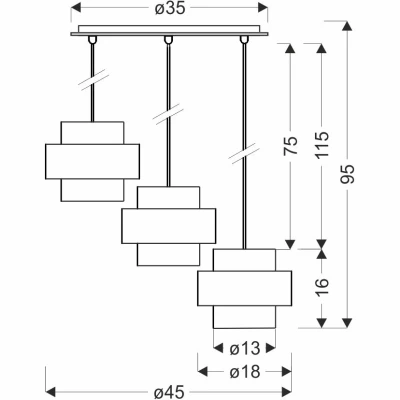 Moderní závěsné osvětlení SPIEGA - 3xE27, 60W, černé / mosazné