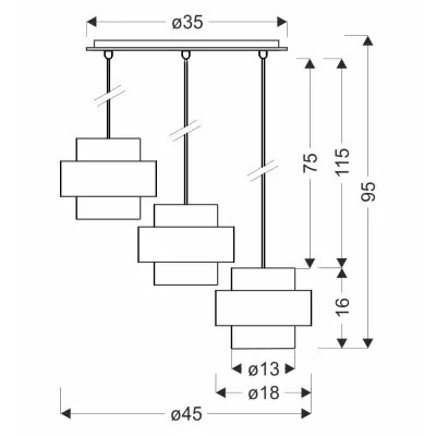 Moderní závěsné osvětlení SPIEGA - 3xE27, 60W, černé / mosazné